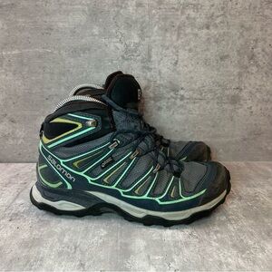 Salomon X Ultra Mid 2 GTX Boots 371524 Womens sz 7 - green/black - Goretex